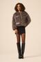 Women's Fur Textured Short Coat Smoked 31241 - 3