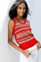 Women's Crew Neck Jacquard Wool Sweater Coral - 3
