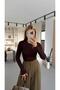 Premium Series Soft Textured Stretch Fabric Brown Basic Blouse