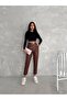 Women's High Waist Masculine Classic Leather Pants with Belt Inside Suede Winter
