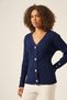 Women's Braided V-Neck Knitwear Cardigan Dark Blue 25168 - 2