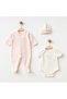 Hospital Release Baby Gift Newborn Baby Girl Love Mom Pink Set of 3 Rompers Bodysuit and Hat - 4