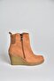 V361196802 Tan Suede Wedge Heeled Women's Boots - 4