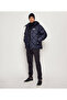 Men's Quilted Hooded Water-Repellent and Breathable Fabric Duck down Filled Blue Coat - 2