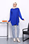 Cobalt Blue Houndstooth Patterned Cold Yarn Knitwear Tunic - 2