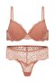 Anna 2735 Lace Low-Cut Padded Push-Up Bra and Panty Set - Dusty Rose