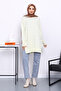Cream Houndstooth Patterned Cold Yarn Knitwear Tunic - 2