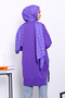 Purple Houndstooth Patterned Cold Yarn Knitwear Tunic - 4