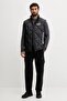 Men's Sleeveless Stand Collar Inflatable Zipper Closure Black Vest - 2