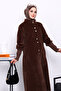 Brown Buttoned Angora Coat - 3