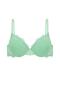 Anna 2735 Lace Low-Cut Padded Push-Up Bra and Panty Set - Green - 3