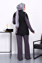 Smoked Quilted Vest Set Tunic Trouser Suit - 4