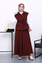 Burgundy Pocket Vest and Skirt Bondit Set - 2