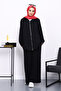 Black Short Front Long Back Tunic Trouser Suit - 2