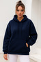 Women's Navy Blue Kangaroo Pocket Hooded Scuba Sweatshirt - 2