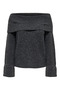 Women's Off-Shoulder Dark Gray Knitted Sweater - 15352271
