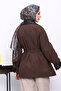 Brown Leather Detailed Belted Trench Coat - 4