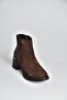 V555559502 Brown Genuine Leather Suede Thick Heeled Women's Boots - 5