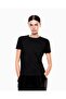 Women's Short Sleeve Crew Neck Cotton Plain Model Black T-Shirt