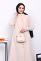 Cream Buttoned Angora Coat - 3