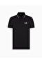 Men's Woven Fabric Short Sleeve Plain Model Black Polo Collar T-Shirt - 5