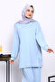 Baby Blue Side Pocket Shoulder Piece Bottom piped Modal Set - 3