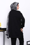 Black Mock Neck Tulle Embroidered Tunic - 4