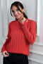 Women's Buttoned Sleeves Corded Fabric Knitwear Blouse