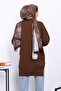 Brown Houndstooth Patterned Cold Yarn Knitwear Tunic - 4