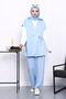 Bebe Blue Vest Set Tunic Pants Triple Set