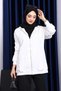 Ecru Pocketed Zippered Three Thread Fleece-Lined Cardigan - 4