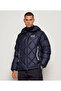 Men's Quilted Hooded Water-Repellent and Breathable Fabric Duck down Filled Blue Coat