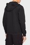 Men's Hooded Zipper Closure Long Sleeve Pocket Detail Black Sweatshirt - 2