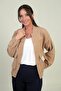 Elastic Waist Pocketed Melton Bomber Jacket - 3