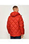 Men's Quilted Hooded Water-Repellent and Breathable Fabric Duck down Filled Red Coat - 3