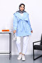 Baby Blue Double-Breasted Collar Lined Trench Coat - 2
