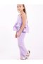 Lila Poti̇kare Pattern Half Buttoned Layered Linen Girls' Summer Suit - 2