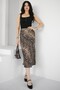 Snake Pattern Viscose Satin Midi Length Skirt - 3