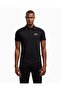 Men's Woven Fabric Short Sleeve Plain Model Black Polo Collar T-Shirt