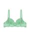 Anna 2735 Lace Low-Cut Padded Push-Up Bra and Panty Set - Green - 4