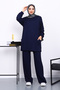 Navy Blue Side Pocket Shoulder Piece Bottom piped Modal Set - 2