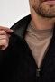 Bernat Men's Black Full Zipper Hair Braided Cotton Sweater - 2