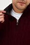 Satka Men's Burgundy Thick Hair Knit Half Zipper Cotton Sweater - 2