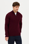 Satka Men's Burgundy Thick Hair Knit Half Zipper Cotton Sweater - 6