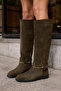 Elvira Women's Khaki Green Real Suede Boots
