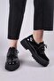Bavi̇l Lace-Up Patent Leather Loafer Shoes Black - 6