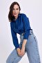Women's Regular Fit Classic Cut Baggy Cotton Wide Leg Blue Jeans - 4