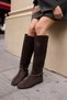 ELVIRA WOMEN'S BROWN REAL SUEDE BUCKLED BOOTS - 2