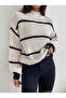 Women's Comfortable Fit Thessaloniki Knitted Striped Sweater - 5
