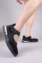 Madre Velcro Suede Paneled Parachute Ballerina Black